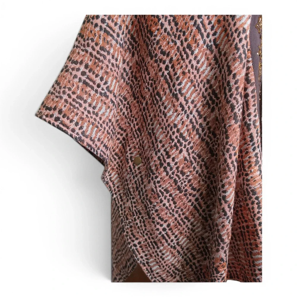 Soft Surroundings Korra Tweed Wrap‎ Beaded Embroidery Boho Earth Tones NWT